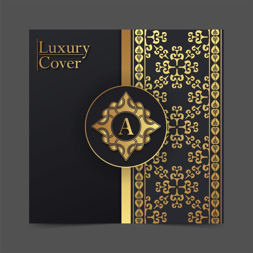 couverture de luxe noir et or avec ornements vecteur
