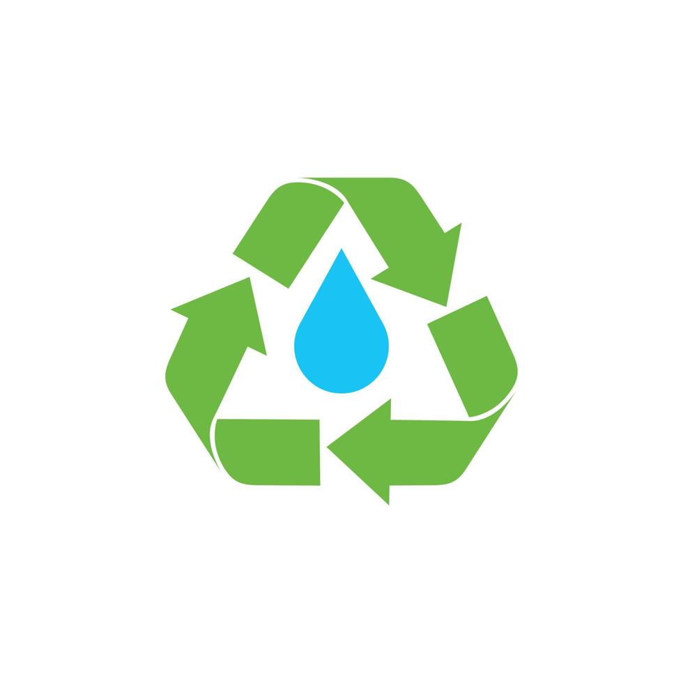 icône de recyclage de l'eau logo vecteur flèche recycler avec une goutte d'eau