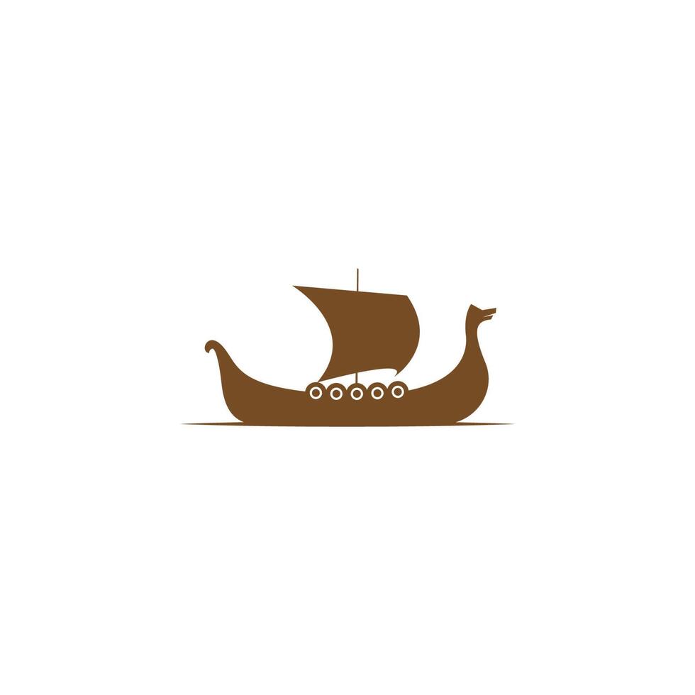 illustration de conception de logo icône bateau viking vecteur