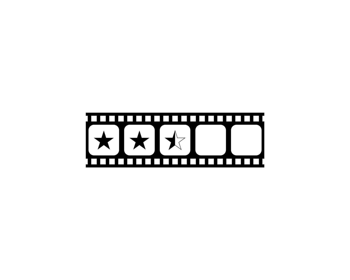 visuel du signe cinq, 5 étoiles dans la silhouette de la bande de film. symbole d'icône de classement pour la critique de film ou de film, le pictogramme, les applications, le site Web ou l'élément de conception graphique. note 2,5 étoiles. illustration vectorielle vecteur