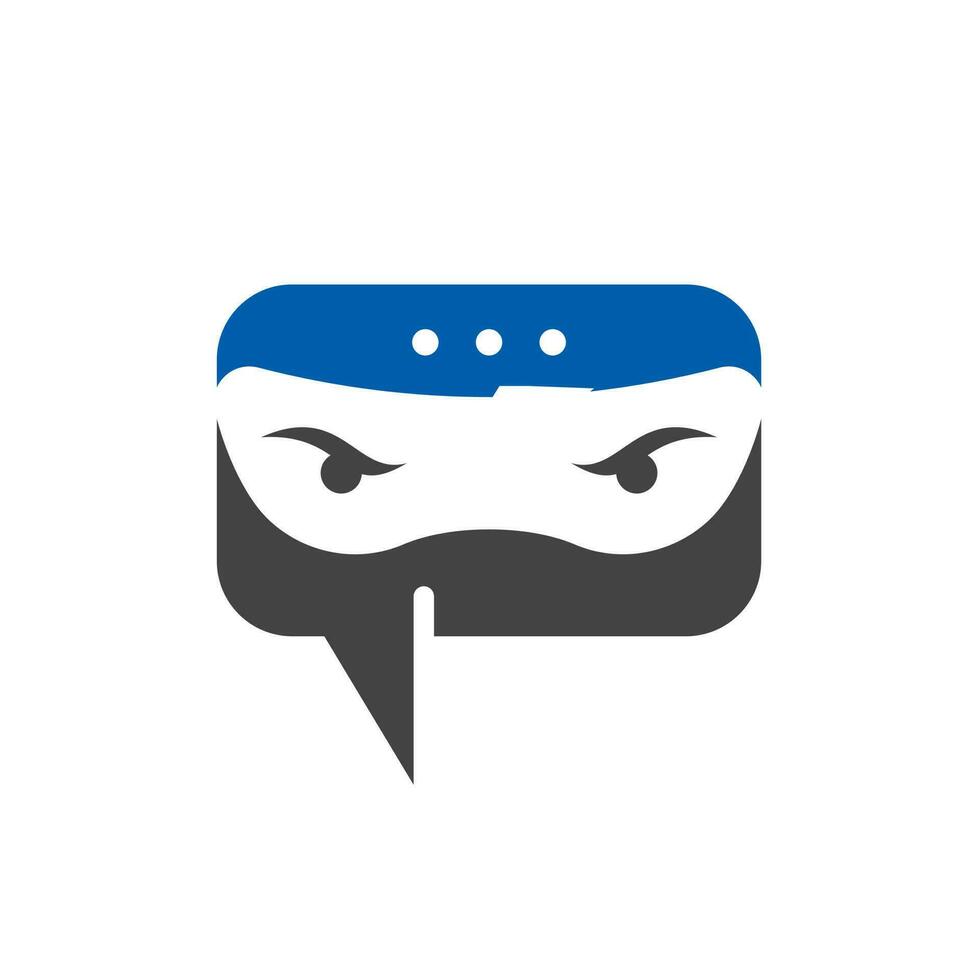 modèle de conception de logo de chat ninja. icône de conception de logo de conversation de ninja. vecteur