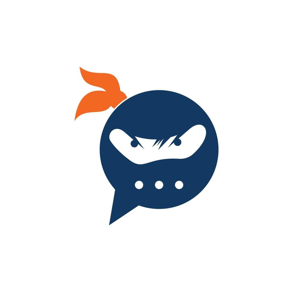 modèle de conception de logo de chat ninja. icône de conception de logo de conversation de ninja. vecteur