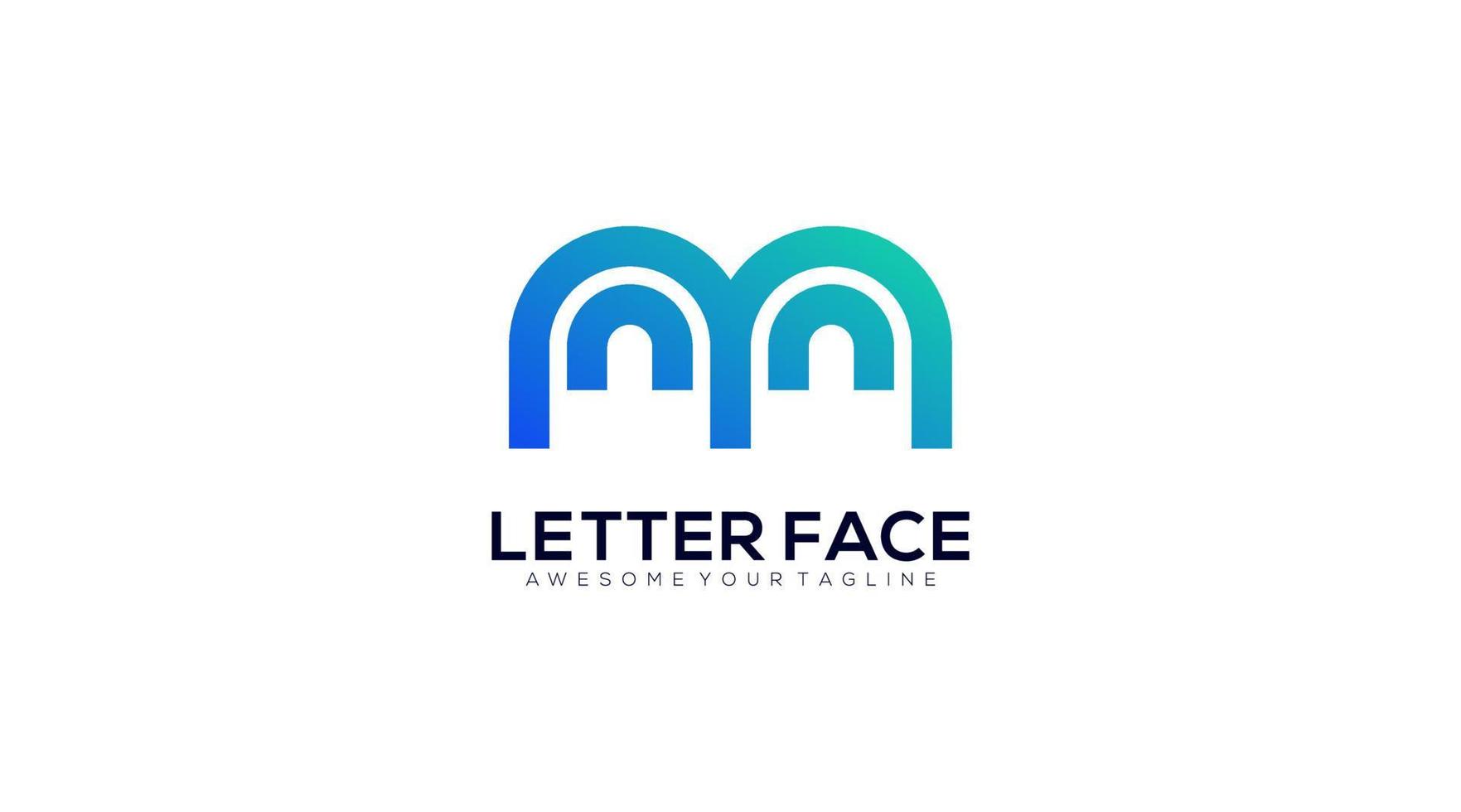 création de logo de modèle vectoriel lettre m visage