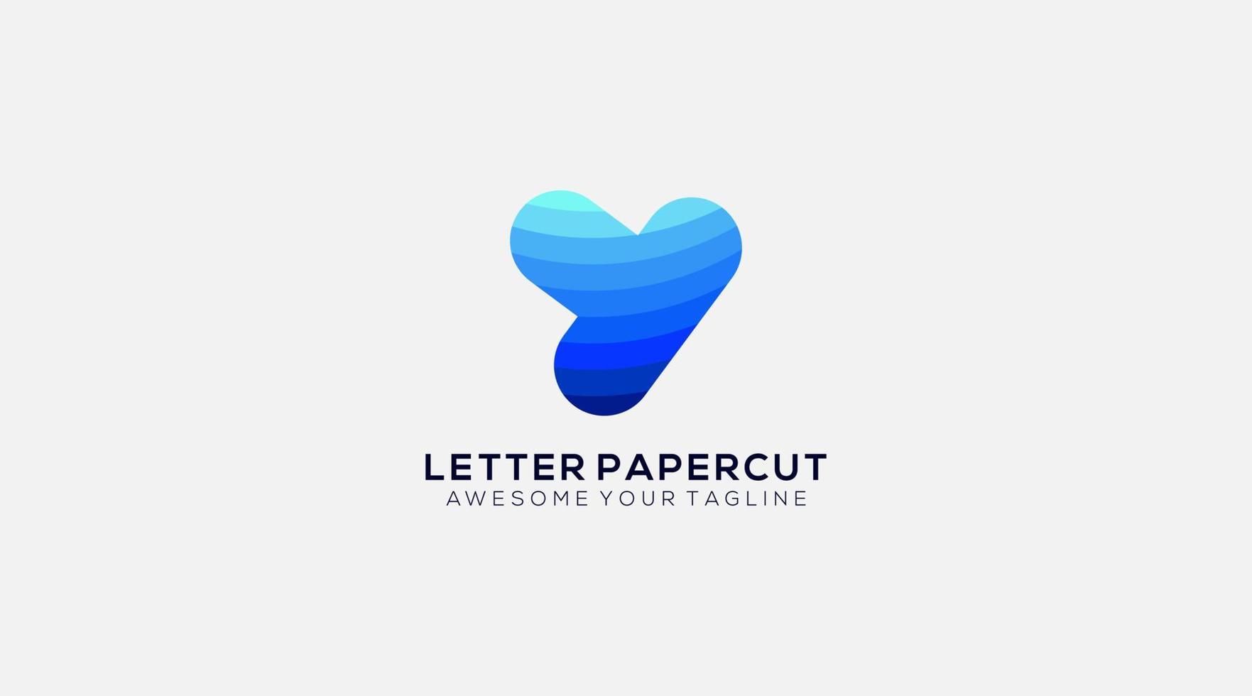 logo de lettre y papercut, modèle vectoriel de conception de logo minimal