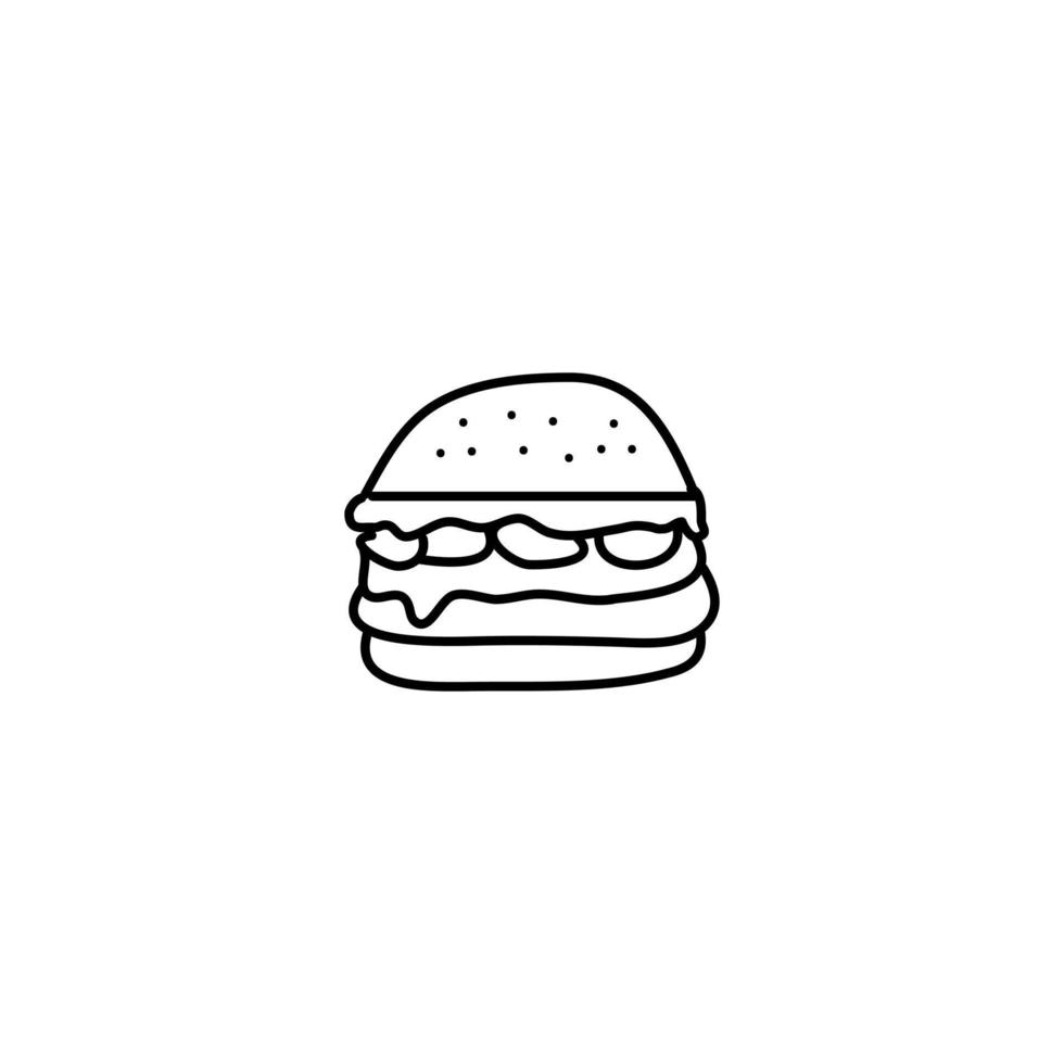 icône de burger dessiné à la main, icône de doodle simple vecteur