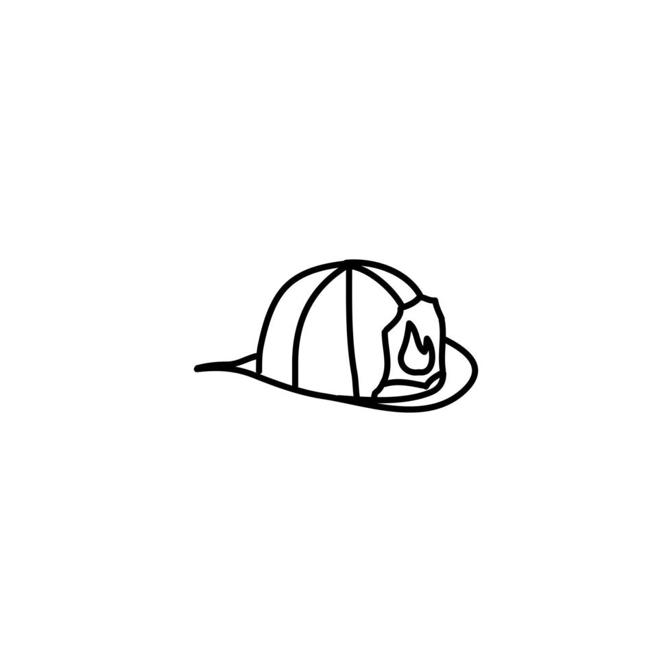 icône de casque de pompier dessiné à la main, simple icône de doodle vecteur