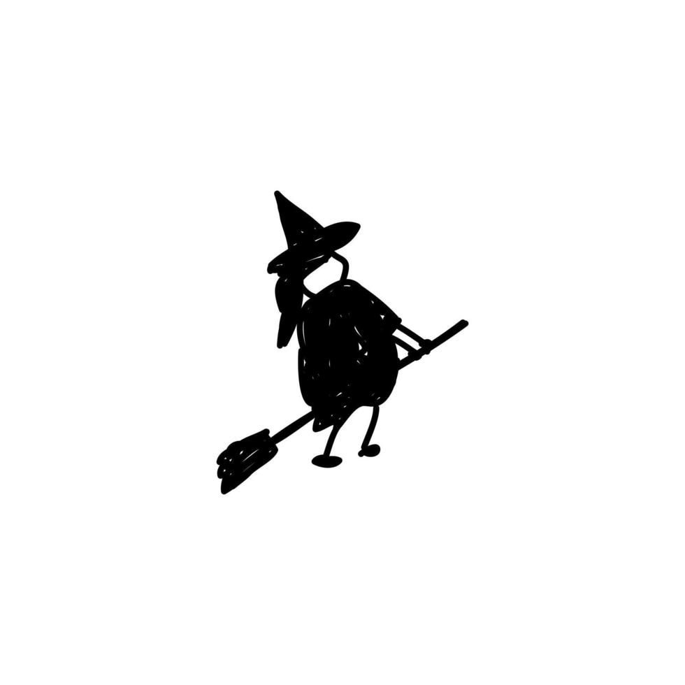 icône de sorcière dessinée à la main, icône de doodle simple vecteur