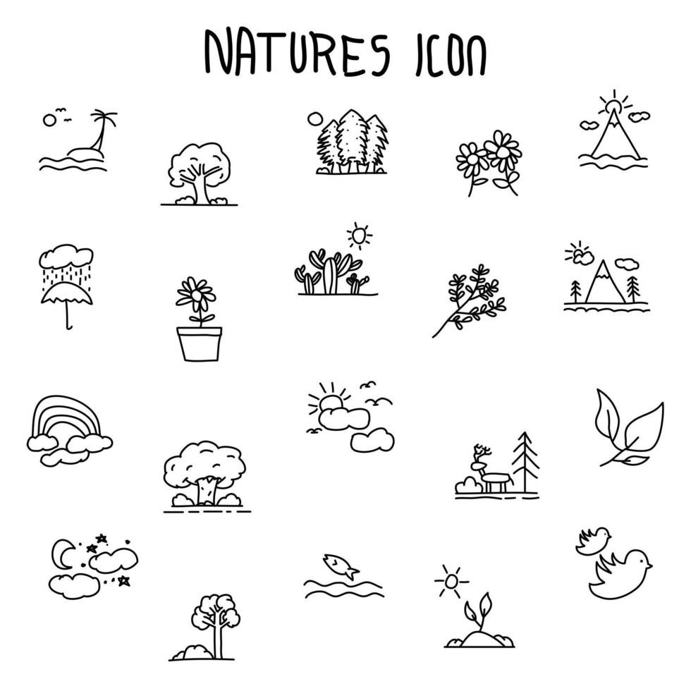 icône de la nature dessinée à la main, simple icône de doodle vecteur