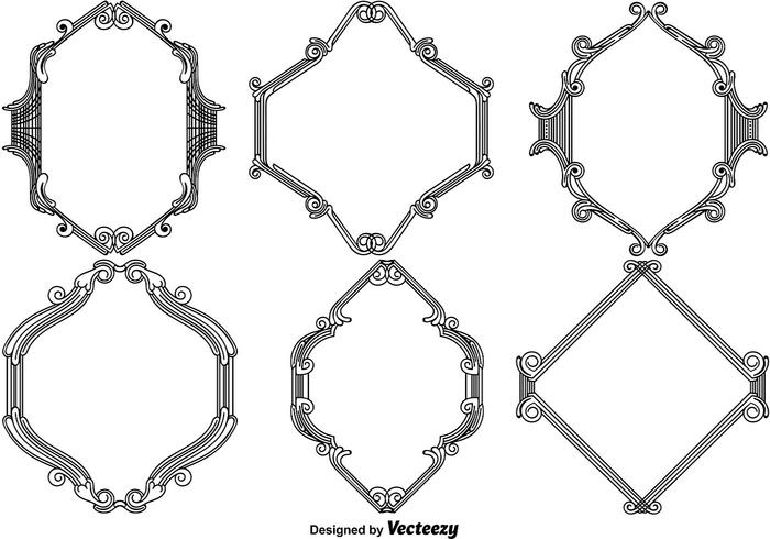 Ensemble de cadres décoratifs vintage vecteur