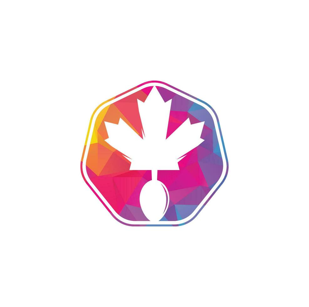 création de concept de logo alimentaire canadien. concept de logo de restaurant de cuisine canadienne. icône feuille d'érable et fourchette vecteur