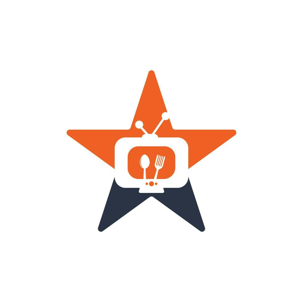 vecteur de conception de modèle de logo en forme d'étoile de canal alimentaire. cuisinier chaîne tv logo modèle de conception inspiration