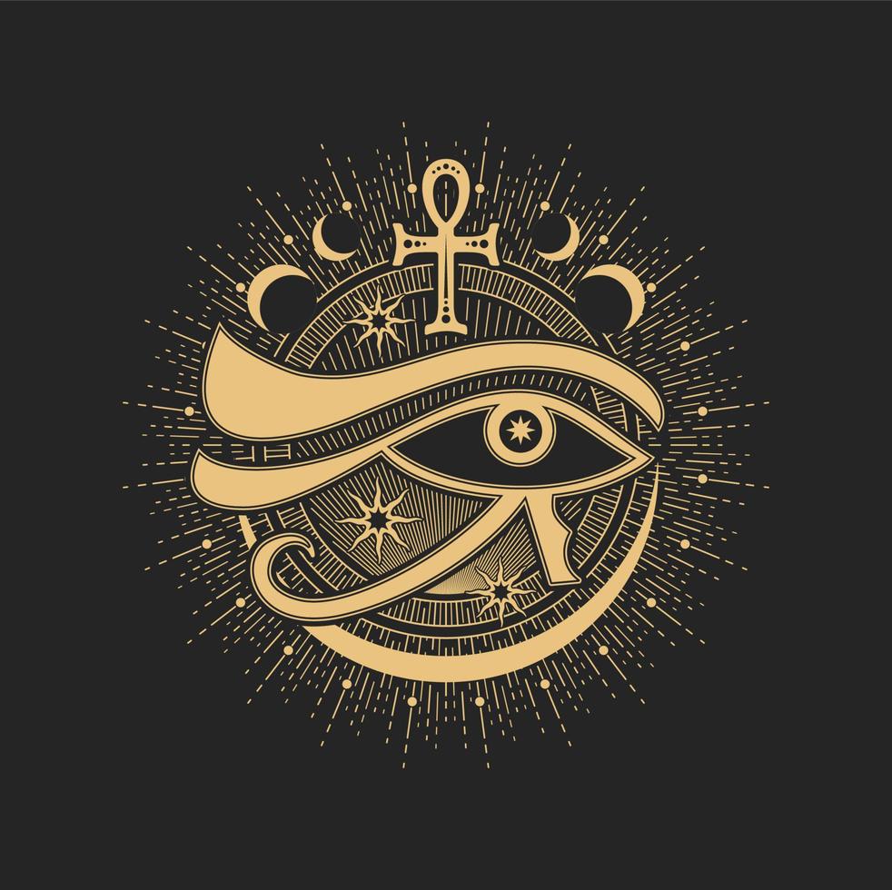 signe de maçon, symbole occulte et ésotérique, œil, ankh vecteur