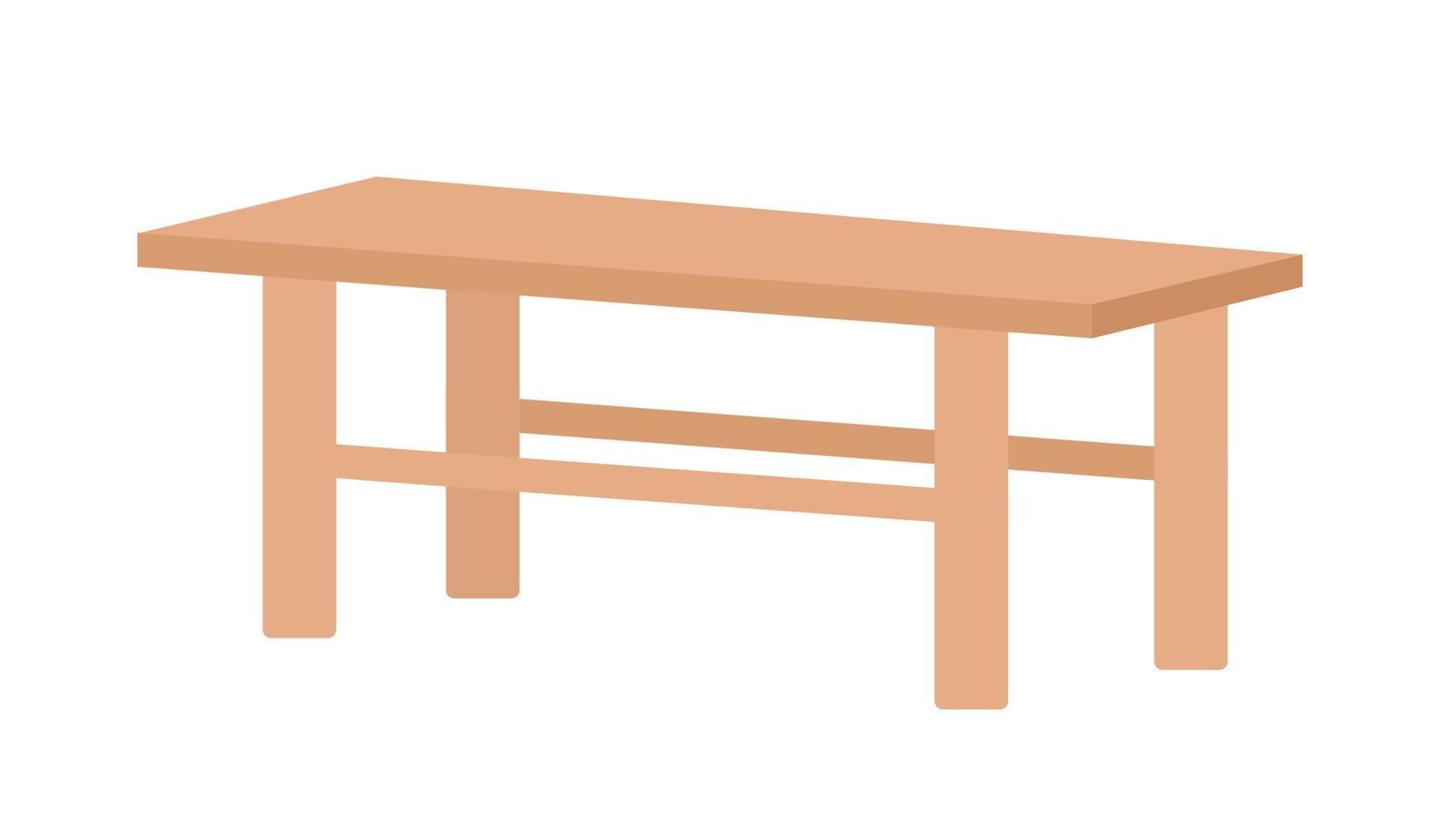 banc bas sans dossier objet vectoriel de couleur semi-plat. siège en bois vide. élément modifiable. article de taille normale sur blanc. illustration de style dessin animé simple de meubles pour la conception graphique et l'animation web