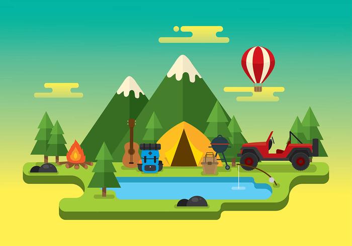 Jeep camping trip free vector