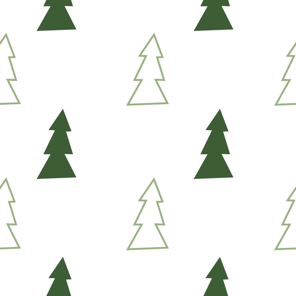 modèle sans couture avec arbre de Noël stylisé. motif carré d'hiver de vacances. fond blanc. illustration mignonne. fond d'écran d'hiver vecteur