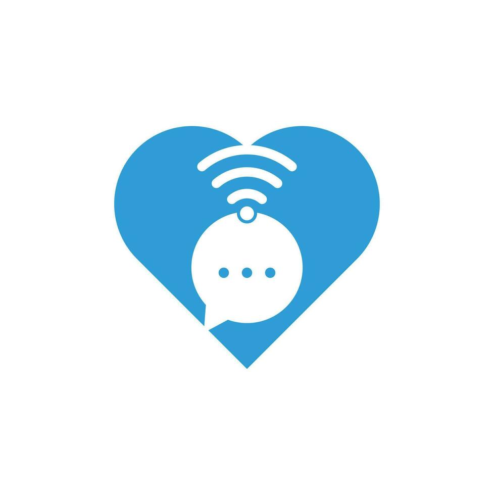 chat wifi concept de forme de coeur logo design signe vectoriel. icône de conception de logo wifi chat vecteur