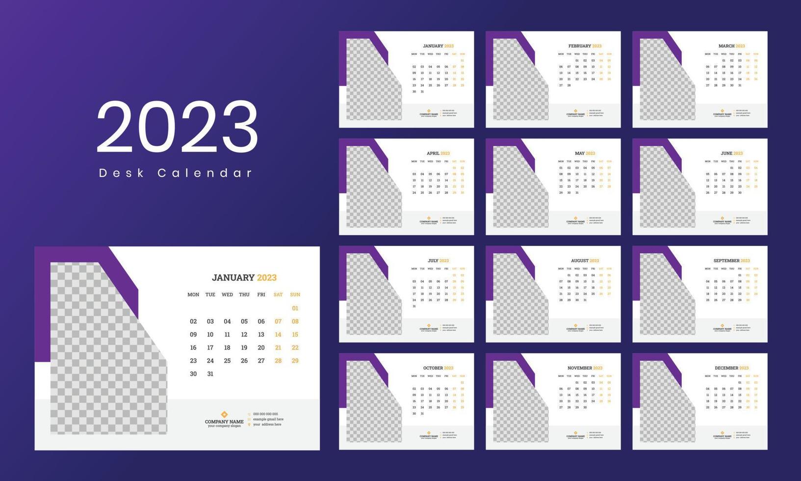 modèle de calendrier de bureau 2023 vecteur