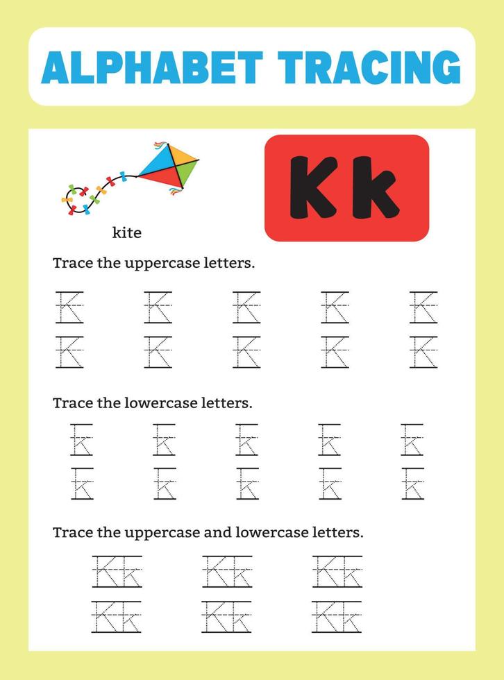 feuille de travail de traçage de l'alphabet vecteur