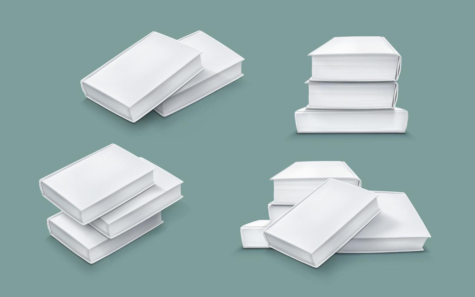 modèle de pile livre papier vierge couverture blanche vecteur