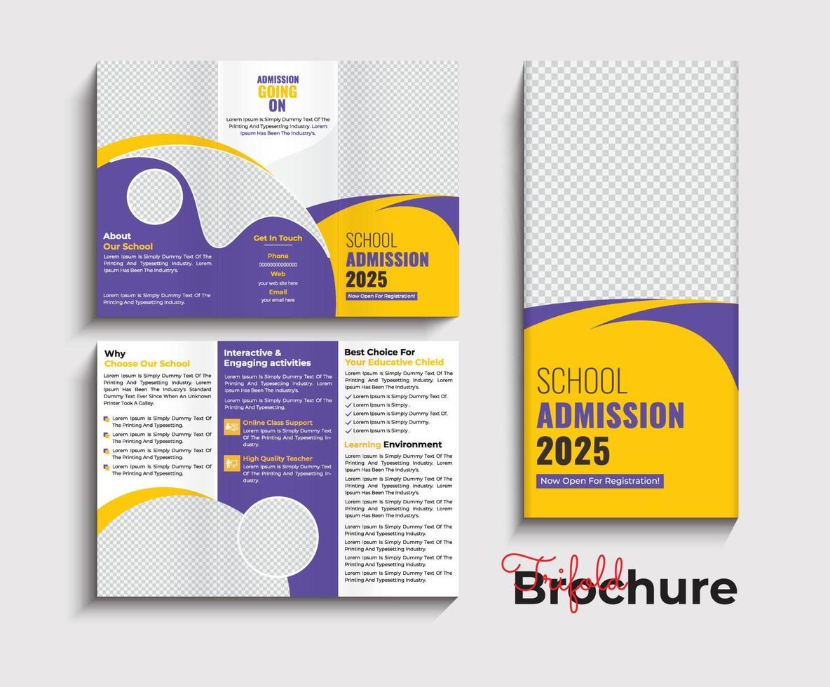 conception de modèle de brochure à trois volets d'admission à l'éducation pour les enfants vecteur