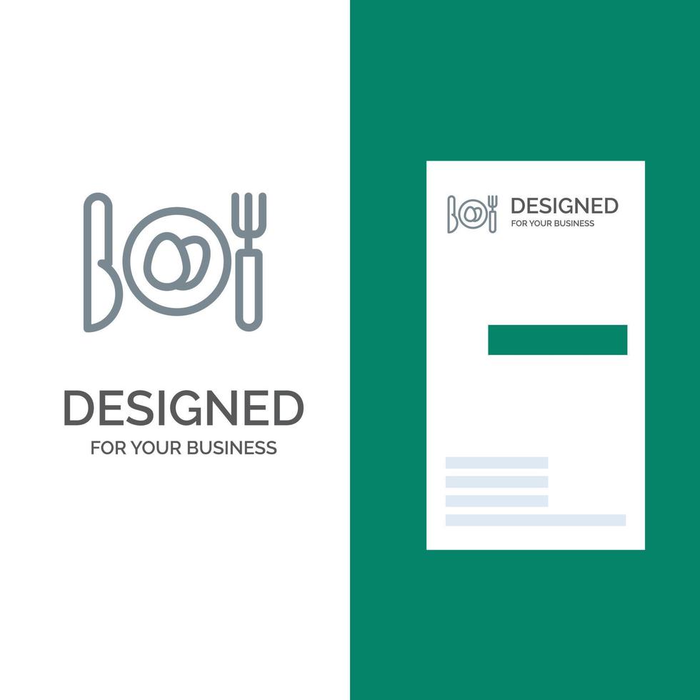 conception de logo gris de pâques oeuf de dîner et modèle de carte de visite vecteur