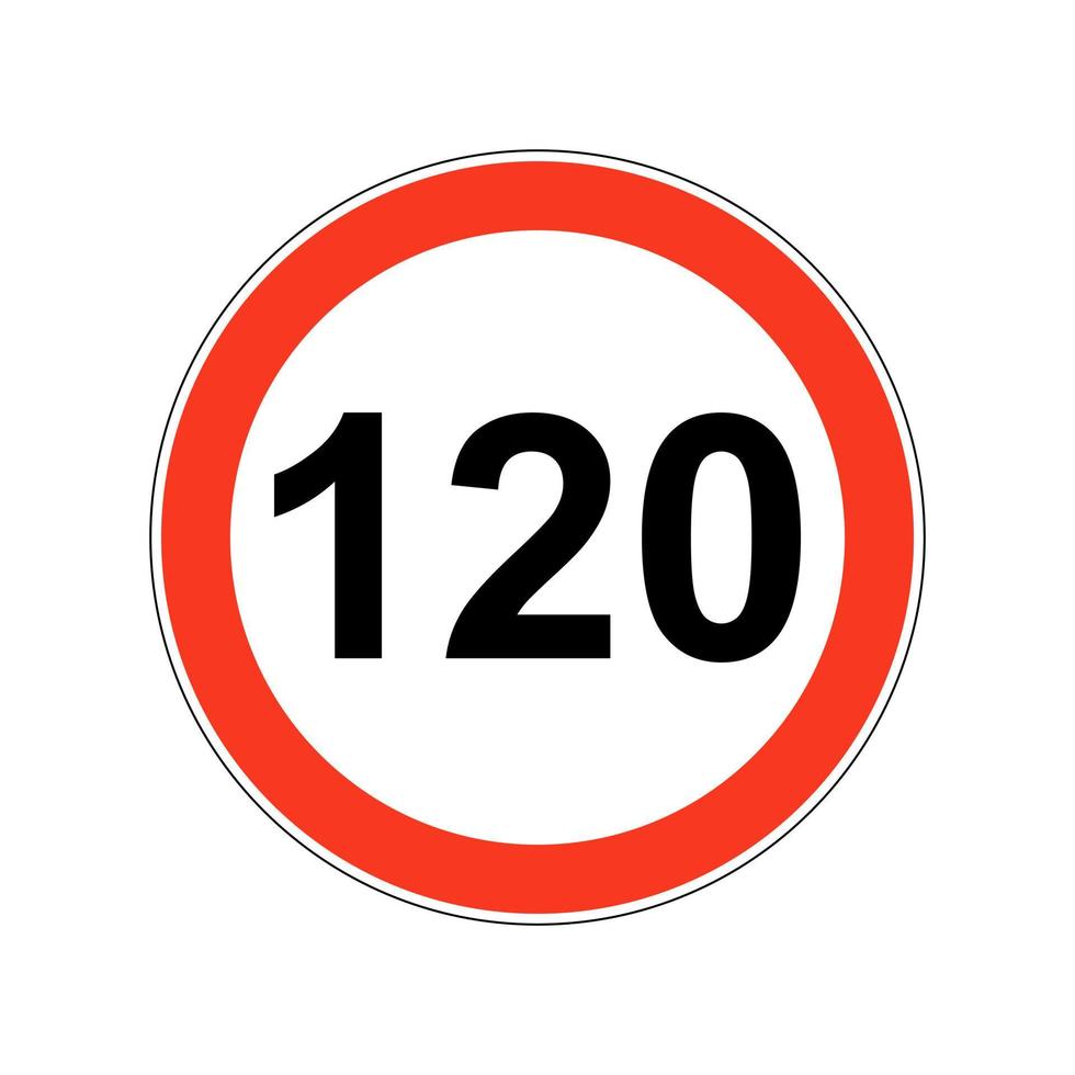 panneau de signalisation de limite de vitesse de 120 sur fond blanc. vecteur