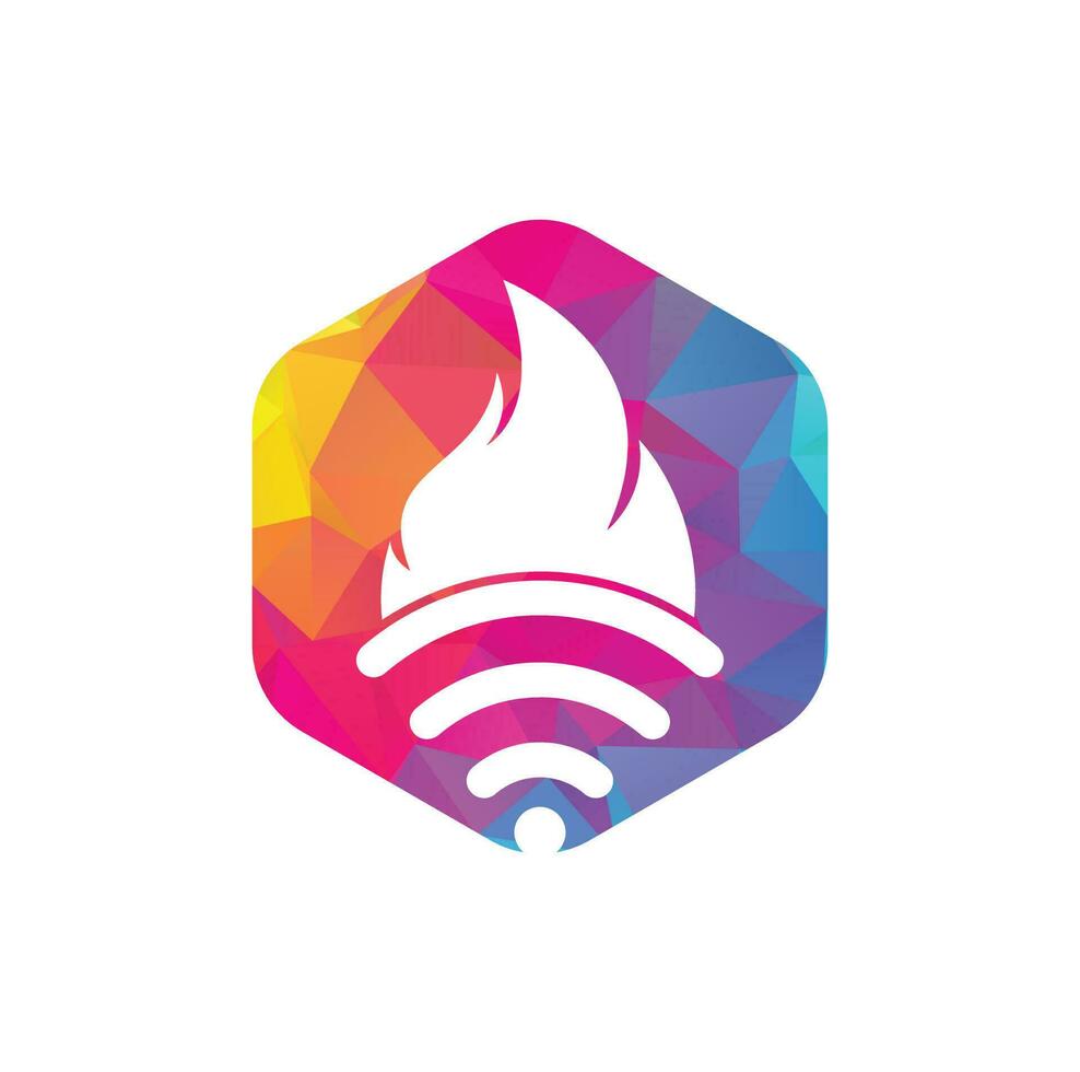 combinaison de logo feu et wifi. symbole ou icône de flamme et de signal. vecteur