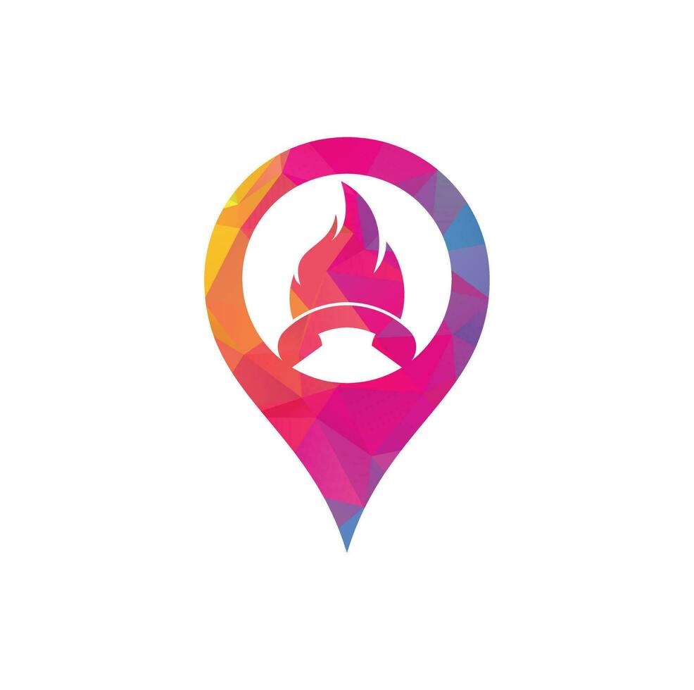 concept de conception de logo vectoriel de forme gps d'appel à chaud. combiné et icône de feu.