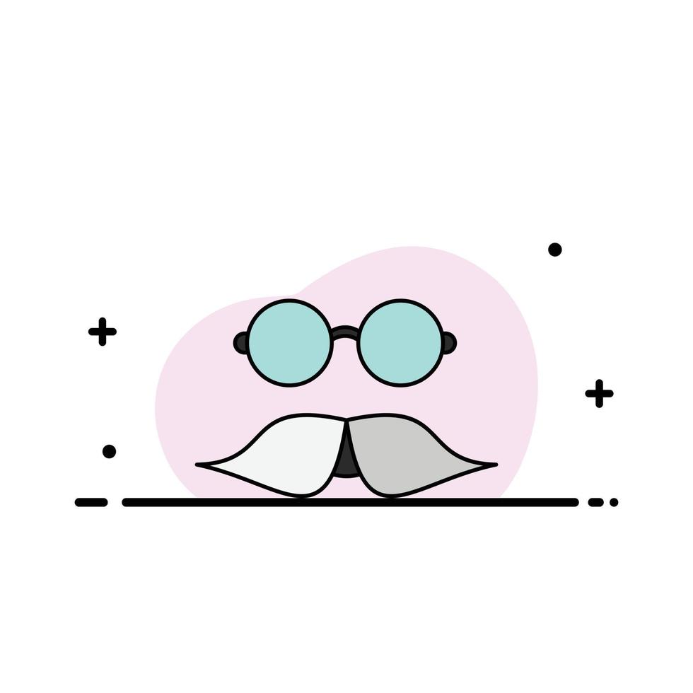 moustache hipster movember lunettes hommes plat couleur icône vecteur