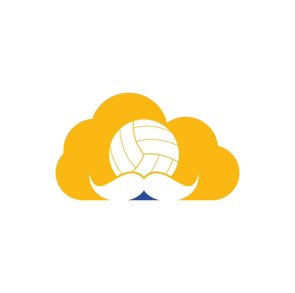 conception de logo vectoriel volley-ball fort. conception d'icône nuage moustache et volley-ball.