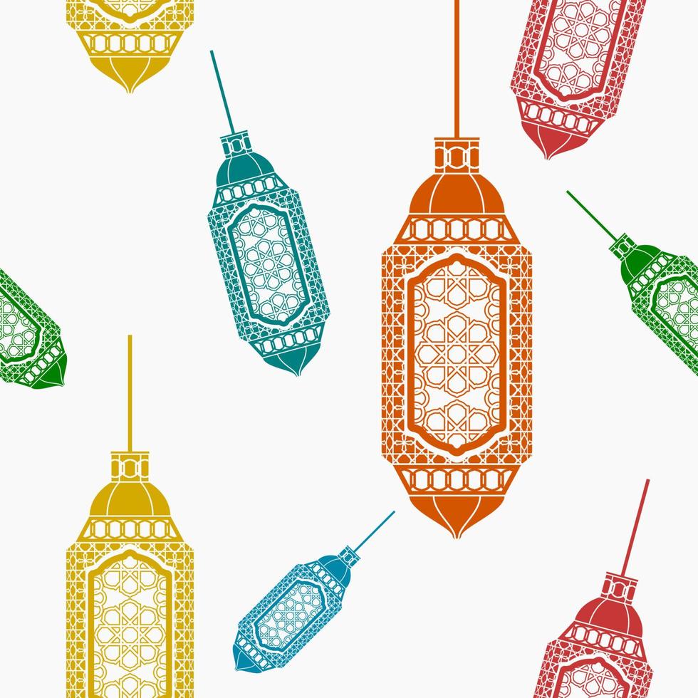 illustration vectorielle de lampes arabes suspendues de style plat modifiable avec différentes couleurs comme modèle sans couture pour créer un arrière-plan de thème occasionnel islamique tel que le ramadan et l'aïd ou la culture arabe vecteur