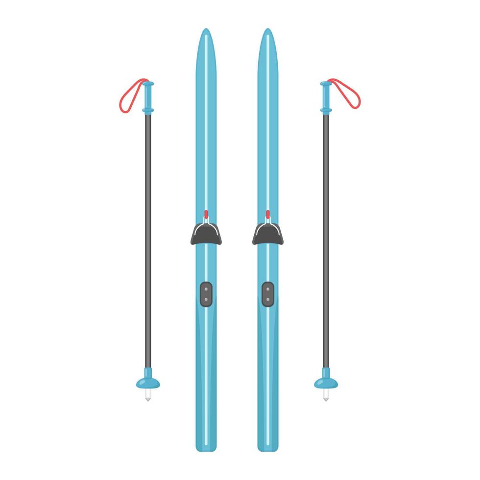 skis de fond et bâtons sur fond blanc. illustration vectorielle vecteur