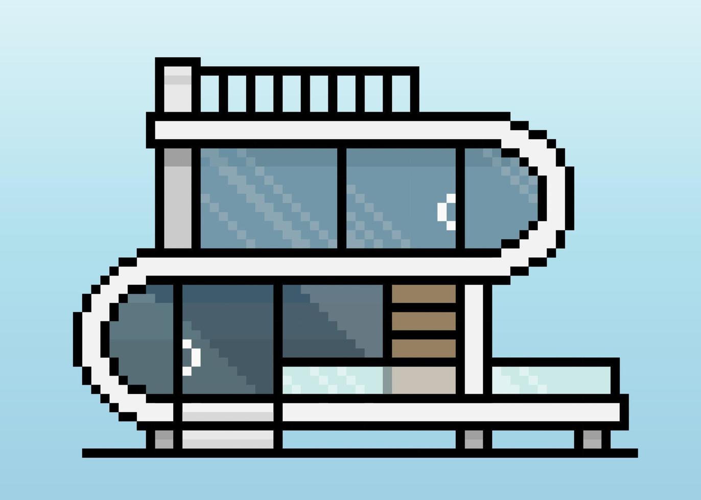 modèles de maisons modernes en pixels 8 bits. futures maisons, pour les actifs de jeu et les icônes Web dans les illustrations vectorielles. vecteur