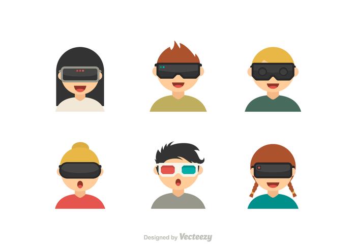 Gratuit Vector Kids With Virtual Reality Glasses Icons