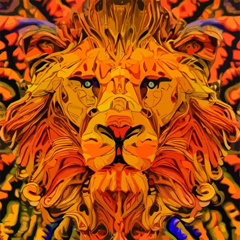 tête de lion peinture numérique art illustration vecteur