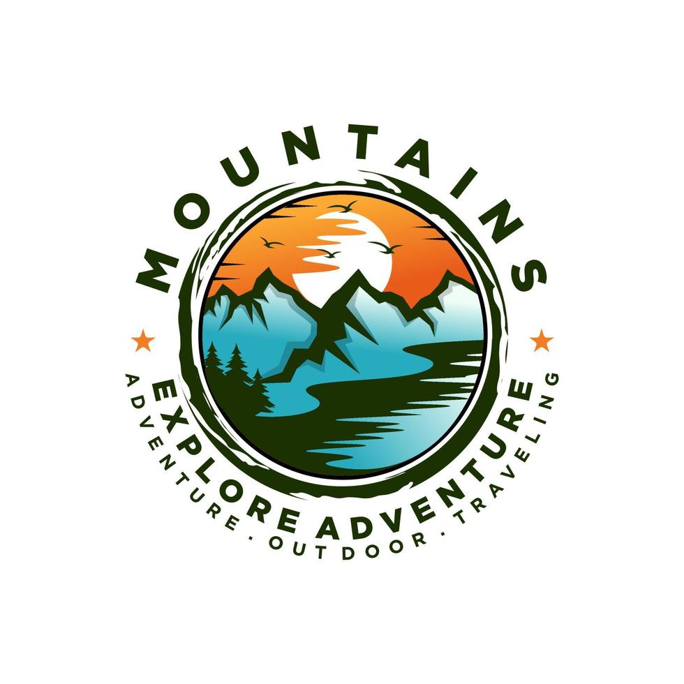 modèle vectoriel de conception de logo d'aventure en montagne