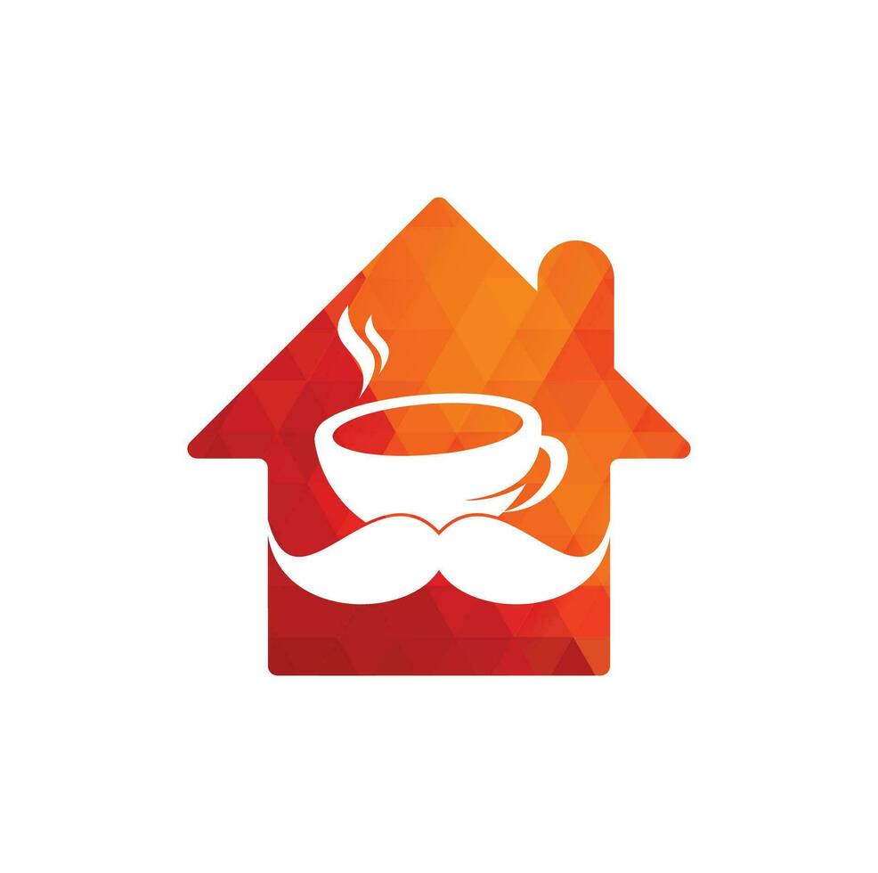 modèle de conception de logo de forme de maison de café de moustache. inspiration de logo de café créatif vecteur