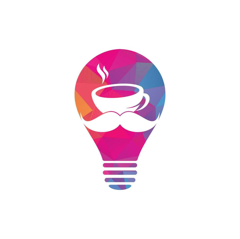 modèle de conception de logo de forme d'ampoule de café de moustache. inspiration de logo de café créatif vecteur