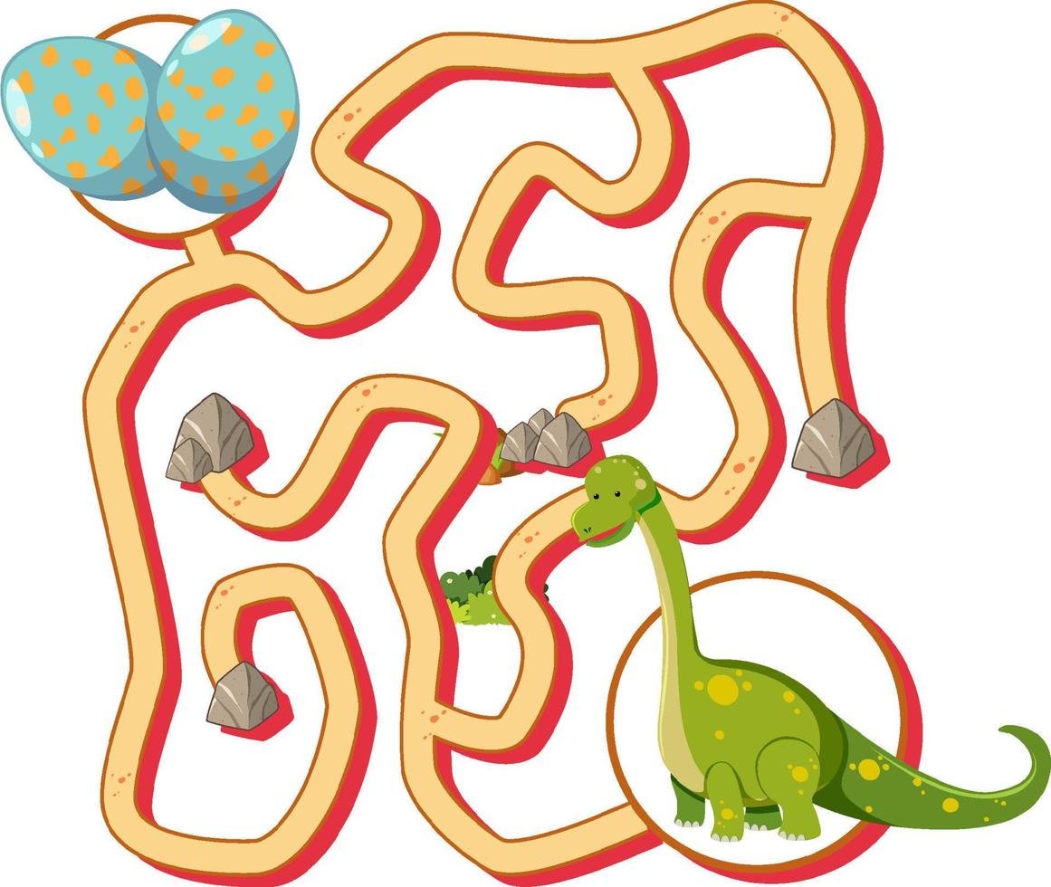 modèle de jeu de labyrinthe sur le thème des dinosaures pour les enfants vecteur