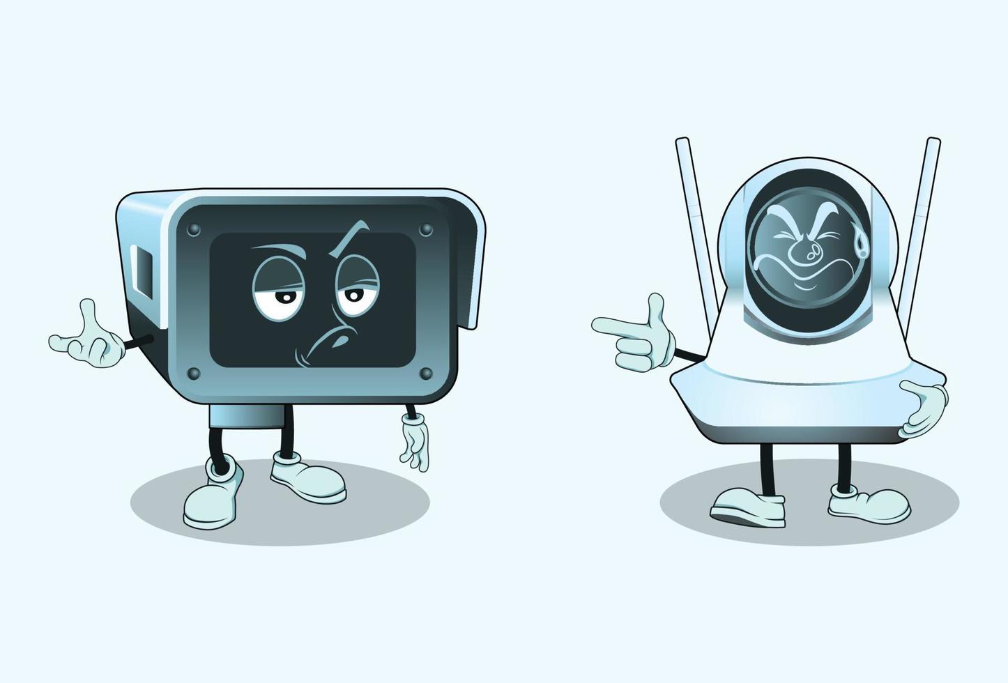 personnages de dessins animés de vidéosurveillance avec expression du visage vecteur