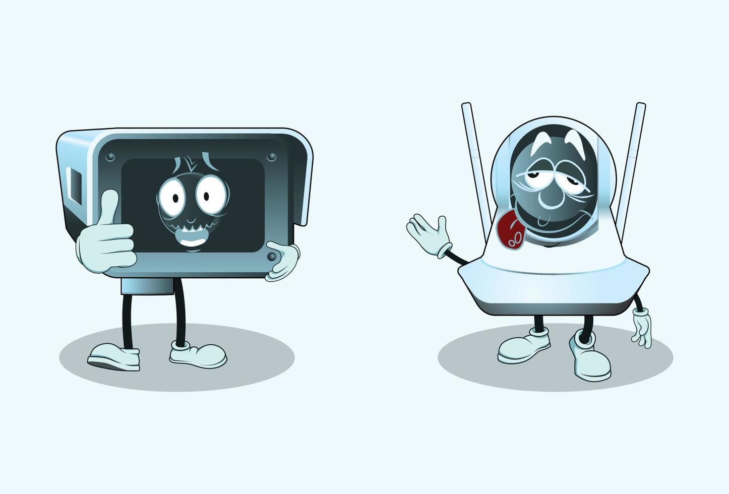 personnages de dessins animés de vidéosurveillance avec expression du visage vecteur