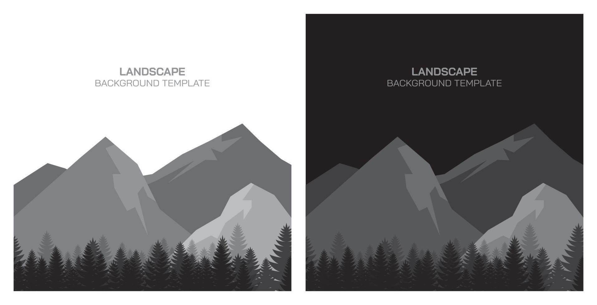 ensemble de montagnes d'illustration abstraite de jour et de nuit et paysage de silhouette de forêt avec espace vide. vecteur