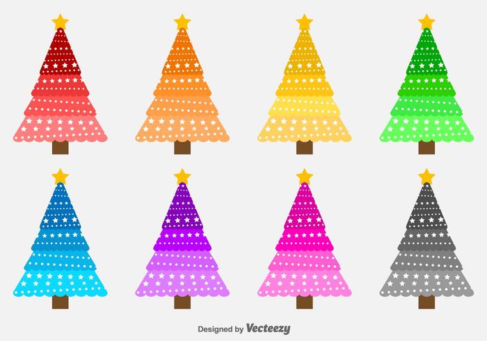 Arbres de Noël vecteurs colorés vecteur