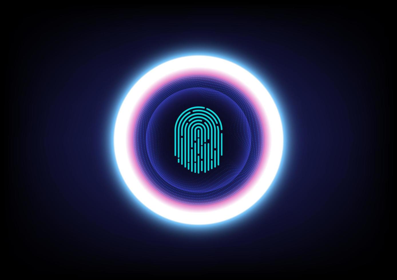 cercle abstrait avec fond de technologie de numérisation d'empreintes digitales pour la cybersécurité, l'authentification biométrique et le concept d'identité. vecteur