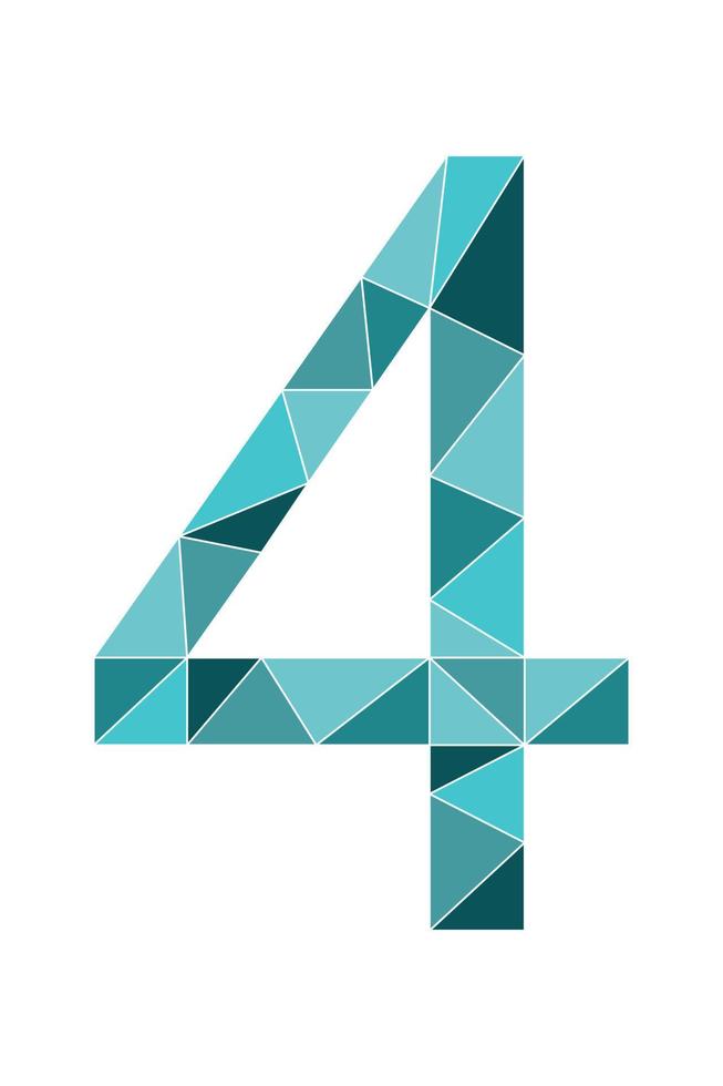 menthe numéro 4 style polygone isolé sur fond blanc. numéros d'apprentissage, numéro de série, prix, lieu vecteur