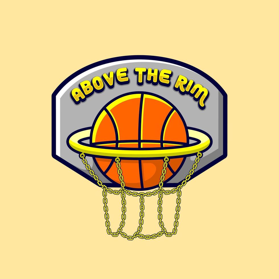 dessin animé de bague de basket-ball, style design plat vecteur
