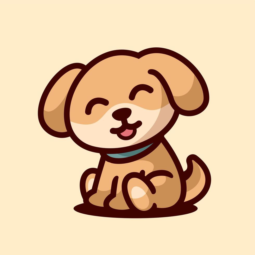 création de logo de dessin animé de mascotte de chien mignon, style design plat vecteur