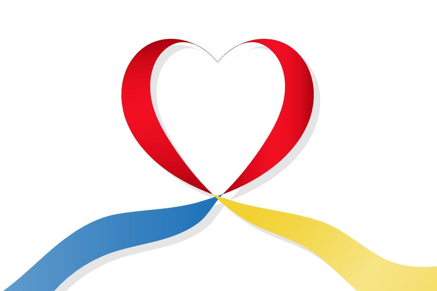 ruban coeur rouge aux couleurs bleu et jaune. drapeau ukrainien. illustration vectorielle. vecteur
