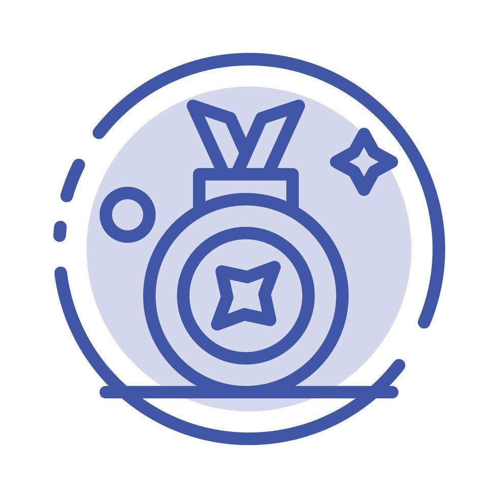 récompense prix badge badge ruban bleu ligne pointillée icône de la ligne vecteur