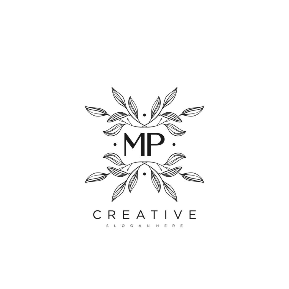 mp lettre initiale fleur logo modèle vecteur art vectoriel premium